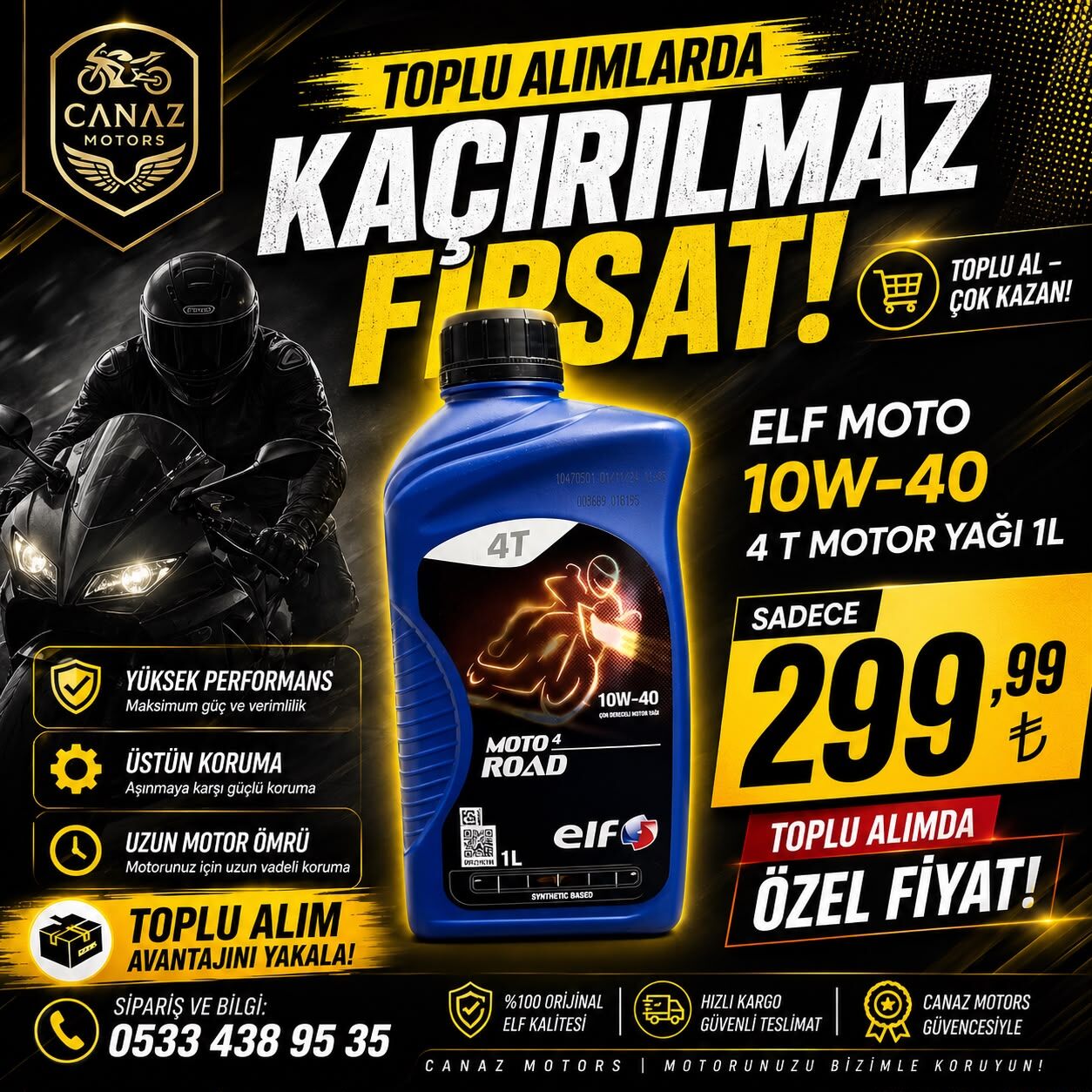 ELF MOTO 4 ROAD 10W-40 YAĞ